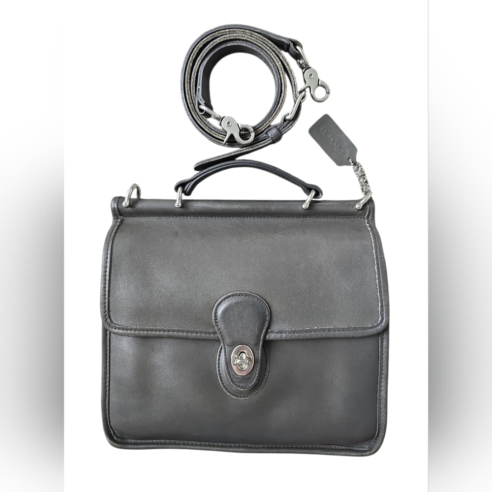 Vintage Coach Willis Bag 9927 Grey with Nickel Hardware, made in USA '98 VGUC